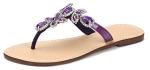Hinyyrin Women's Deep Purple Rhinestone Sandals