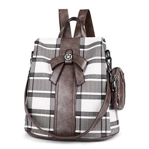 Stylish Anti-Theft Khaki PU Leather Backpack Purse