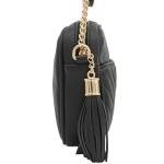 Chevron Quilted Black Crossbody Bag with Chain Strap