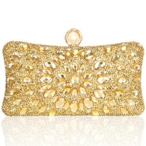 Beaguful Women's Evening Bags Sparkly Rhinestone Clutch Purses Luxury Handbags Golden