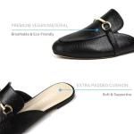 MUSSHOE Mules for Women Flats Comfortable Slip on Women Mules Backless Loafers,Black Snake pu 8