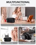BAGSMART Travel Makeup Bag, Cosmetic Bag Small Make Up Organizer Case,Wide-open Pouch for Women Purse for Toiletries Accessories Brushes Black