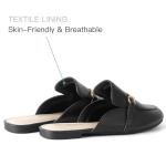 MUSSHOE Mules for Women Flats Comfortable Slip on Women Mules Backless Loafers,Black Snake pu 8