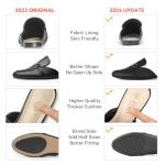 MUSSHOE Mules for Women Flats Comfortable Slip on Women Mules Backless Loafers,Black Snake pu 8