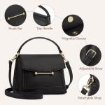 BOSTANTEN Small Crossbody Bags for Women Trendy Top Handle Shoulder Purse Vegan Leather Handbags with Flap Black