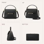 BOSTANTEN Small Crossbody Bags for Women Trendy Top Handle Shoulder Purse Vegan Leather Handbags with Flap Black