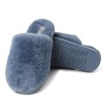 Fireside by Dearfoams Women's Shelly Beach All Over Shearling Easy On/Off Scuff Sandal, Flintstone, 8