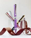 LACHIEVA LUX Elegant Crystal Executive Metal Ballpoint Pen with German-made Refills, Luxury High end Writing Instruments for Women-Purple
