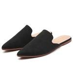 Tilocow Mules for Women Flats Pointed Toe Slip On Backless Loafers Flat Mule Business Casual Shoes Slides Black