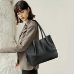 KKXIU Tote Bag for Women Vegan Leather Shoulder Purse Large Capacity Travel Bag (Black)