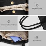 KKXIU Tote Bag for Women Vegan Leather Shoulder Purse Large Capacity Travel Bag (Black)