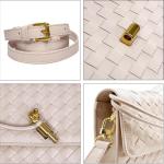 BEGONICA Evening Clutch Purses for Women Formal Handmade Woven Shoulder Handbag Fashion Leather Crossbody Bags for Women (Beige White)