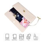 BEGONICA Evening Clutch Purses for Women Formal Handmade Woven Shoulder Handbag Fashion Leather Crossbody Bags for Women (Beige White)