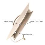 BEGONICA Evening Clutch Purses for Women Formal Handmade Woven Shoulder Handbag Fashion Leather Crossbody Bags for Women (Beige White)