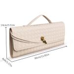 BEGONICA Evening Clutch Purses for Women Formal Handmade Woven Shoulder Handbag Fashion Leather Crossbody Bags for Women (Beige White)