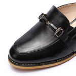 Mona flying Women Leather Mules Shoes Backless Slip On Loafer Low Heel Flats Summer Slide Black