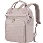 EMPSIGN 17 Inch Laptop Backpack for Women, Work Business Travel Computer College Bags, Large Capacity Water-repellent Quilted Casual Daypack with USB Port, Dusty Pink
