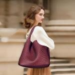 JINMANXUE Woven Tote Bag for Women, Fashion Hobo Handbag, Travel Top-handle Shoulder Bag, Beach Underarm Bag with Purse (Ankela Red)