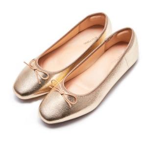 AFEETSING Women's Round Toe Ballet Flats Comfortable Bow Dressy Flats Shoes for Women (A-Gold, Numeric_10)
