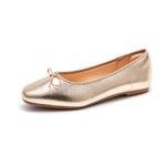 AFEETSING Women's Round Toe Ballet Flats Comfortable Bow Dressy Flats Shoes for Women (A-Gold, Numeric_10)