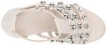 Karl Lagerfeld Paris Women's Brexton T Strap Dress Heel with Stud Embellishments Sandal, Soft White, 8