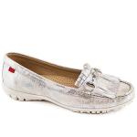 Marc Joseph New York Women's Lexington Golf Loafer Flat, Silver Washed, 8.5