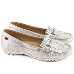 Marc Joseph New York Women's Lexington Golf Loafer Flat, Silver Washed, 8.5