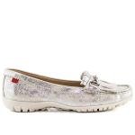 Marc Joseph New York Women's Lexington Golf Loafer Flat, Silver Washed, 8.5