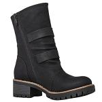 Globalwin Women's Black Mid Calf Combat Boots