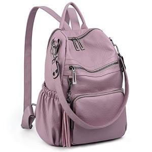 UTO Women Backpack Purse Leather Vegan Ladies Fashion Designer Rucksack Convertible Travel Shoulder Bag with Tassel Light Purple