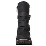Globalwin Women's Black Mid Calf Combat Boots
