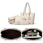 Women Fashion Synthetic Leather Handbags Tote Bag Shoulder Bag Top Handle Satchel Purse Set 4pcs