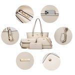 Women Fashion Synthetic Leather Handbags Tote Bag Shoulder Bag Top Handle Satchel Purse Set 4pcs