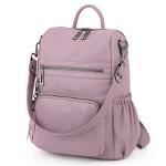 UTO Women Backpack Purse Leather Vegan Ladies Fashion Designer Rucksack Convertible Travel Shoulder Bag with Tassel Light Purple