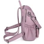 UTO Women Backpack Purse Leather Vegan Ladies Fashion Designer Rucksack Convertible Travel Shoulder Bag with Tassel Light Purple