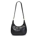 Shoulder Bags for Women Small Hobo Bags Crescent Shaped Cute Retro Tote Handbag Mini Clutch Purse with Zipper Closure (Black Glossy)