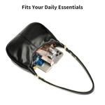 Shoulder Bags for Women Small Hobo Bags Crescent Shaped Cute Retro Tote Handbag Mini Clutch Purse with Zipper Closure (Black Glossy)