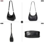 Shoulder Bags for Women Small Hobo Bags Crescent Shaped Cute Retro Tote Handbag Mini Clutch Purse with Zipper Closure (Black Glossy)