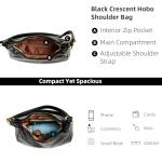 Shoulder Bags for Women Small Hobo Bags Crescent Shaped Cute Retro Tote Handbag Mini Clutch Purse with Zipper Closure (Black Glossy)