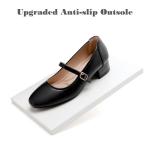 hingswink Mary Jane Shoes Women Low Heels Dress Shoes Pumps Low Heel 2 Inch Chunky Heel Mary Janes Pumps with Adjustable Ankle Strap for Women Dressy Casual, PU Black, Size6.5