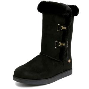 Juicy Couture Women's Slip On Winter Snow Boots Warm & Insulated Fur Lining Comfortable Fashion Booties-Koded-Black-8