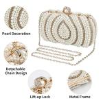 Tanpell Bridal Wedding Evening Bags Pearl Beaded Purses Formal Wedding Bridal Clutch for Women Luxury Clutch Bag with Chain(Champagne)
