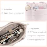 Tote Bag for Women Puffer Tote Bag Large Quilted Nurse Bag with Zipper for Work Travel (Beige)