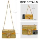 Aiqudou Leather Crossbody Bag Chain Purse for Women - Fashion Snake Print Shoulder Bag Luxury Evening Satchel Handbag Ladies Underarm Bag(Gold Yellow Purse)