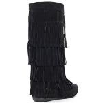 V-Luxury Womens 28-Mudd55 Closed Toe Mid Calf Knee High Mocassin Flat Boot,Black,8.5