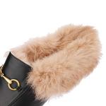 Fur Mules for Women Leather Low Heel Loafers Pointed Toe Rabbit Furny Mule Flats Backless Slides