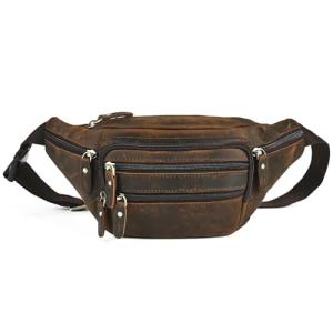 Handadsume Thick Crazy Horse Leather Hiking Riding Travel Outdoor Belt Bag Fanny Waist Pack Small Phone Pouch For Men Women 380 (383 Brown)