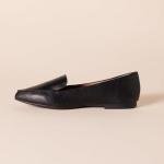 Amazon Essentials Women's Loafer Flat, Black Faux Leather, 7