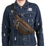 Handadsume Thick Crazy Horse Leather Hiking Riding Travel Outdoor Belt Bag Fanny Waist Pack Small Phone Pouch For Men Women 380 (383 Brown)