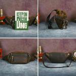 Handadsume Thick Crazy Horse Leather Hiking Riding Travel Outdoor Belt Bag Fanny Waist Pack Small Phone Pouch For Men Women 380 (383 Brown)